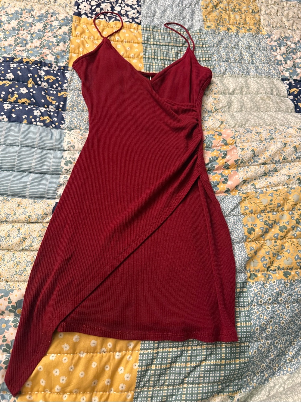 Y2K Windsor Ribbed Wrap Maxi Dress Red Small Like New
